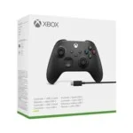 Manette sans Fil Xbox et PC Carbon Black + Cable USB C