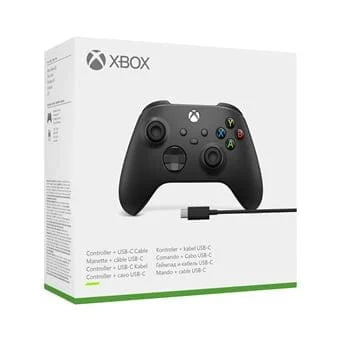 Manette sans Fil Xbox et PC Carbon Black + Cable USB C