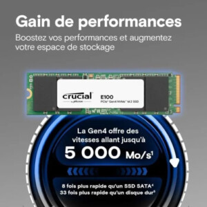 Crucial E100 1TO SSD M.2 NVME – vue 2