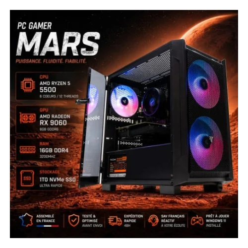 pc gamer Mars – Ryzen 5 / RX 9060 – vue 2