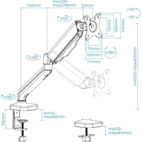 Support écran à fixer Tooq 17-32"