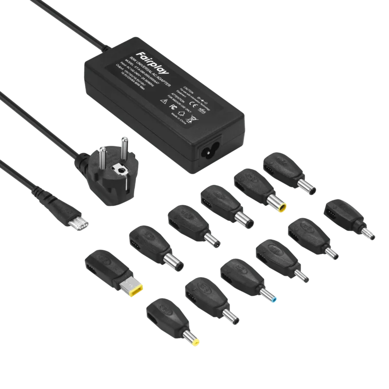 Chargeur universel Fairplay 19V 90W avec 12 embouts compatibles PC portables HP Asus Acer Lenovo Toshiba Dell Samsung